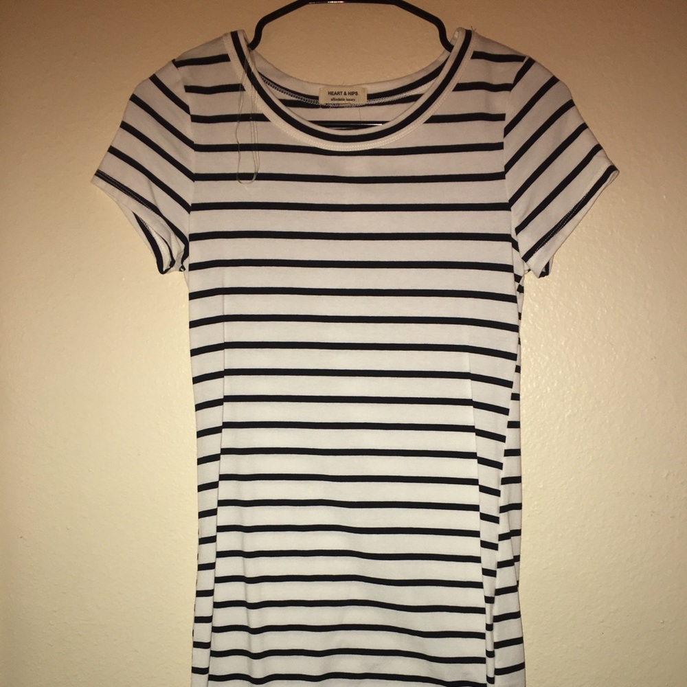 Bodycon, black and white striped dress
